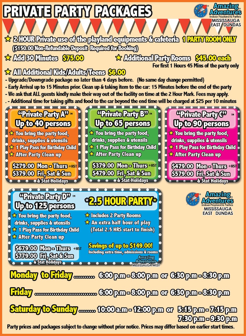 Mississauga East Childrens Parties Amazing Adventureland Indoor Playland & Parties